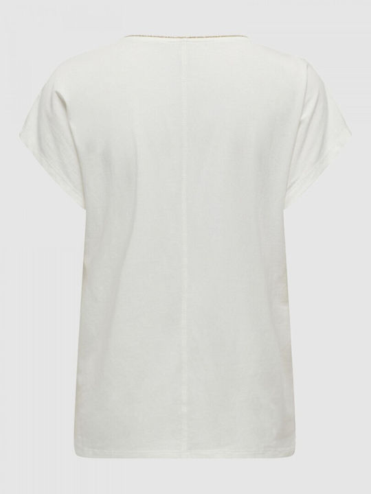 Only Women's Blouse with V Neckline White