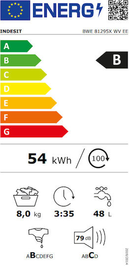 Indesit Πλυντήριο Ρούχων 8kg 1200 Στροφών BWE 81295X WV EE