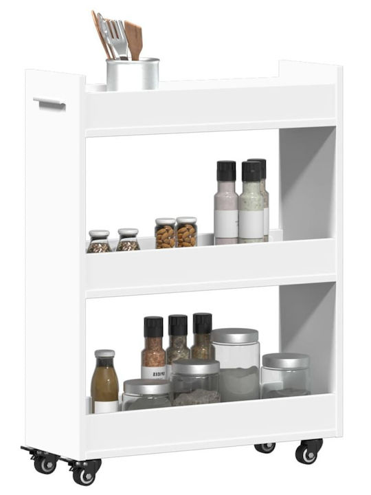 vidaXL Wooden Kitchen Trolley 3 Tiers White 60x22x79cm