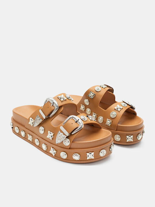 Women's Flat Sandals Flatforms in Brown Color