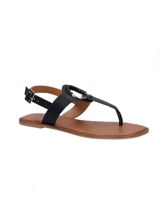 Inuovo Leather Women's Flat Sandals in Black Color