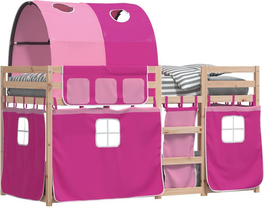 Kids Bed Loft Bed Single Pink for Mattress 90x200cm