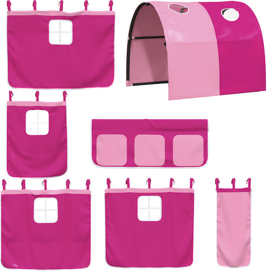 Kids Bed Loft Bed Single Pink for Mattress 90x200cm