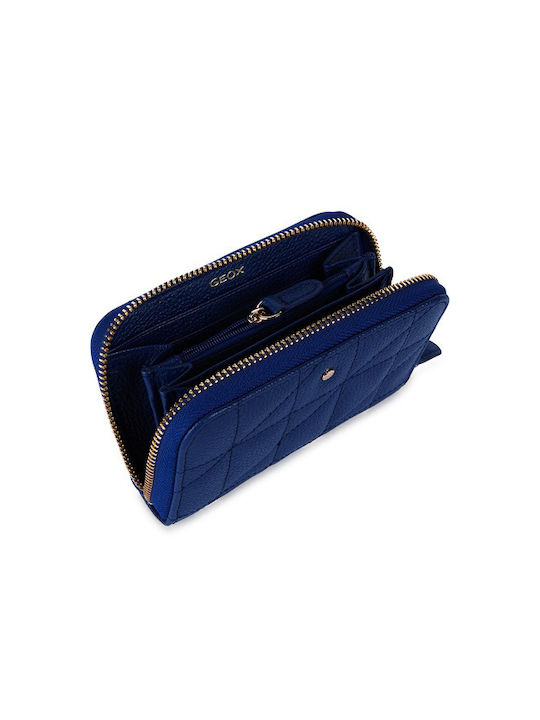 Geox Large Leather Women's Wallet Cards Blue