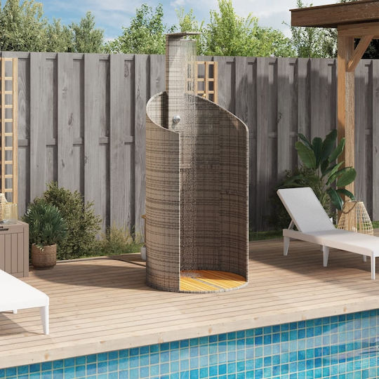 Vidaxl Ντους Εξ Χώρου 100x100x241,5 Εκ Συνθετικό Ρατάν Ξύλο Ακακίας