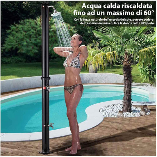 Bakaji Ντουζιέρα Πισίνας Ηλιακή από PVC 220x16.5x16.5εκ. Μαύρη