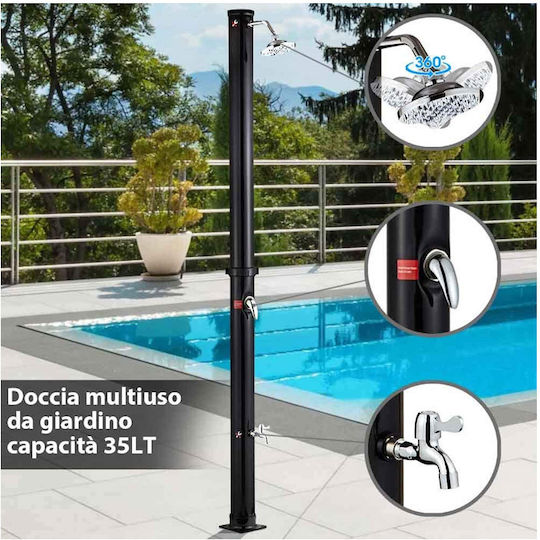 Bakaji Ντουζιέρα Πισίνας Ηλιακή από PVC 220x16.5x16.5εκ. Μαύρη
