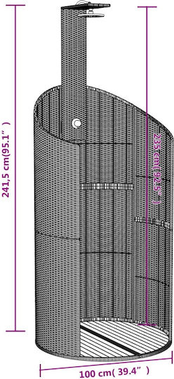 vidaXL Pool Shower from Natural Wood 241.5x100x100cm Pink