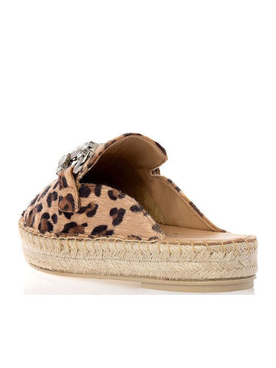 Flat Δερμάτινα Mules σε Μπεζ Χρώμα