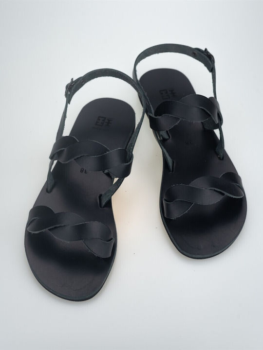 XX Leder Damen Flache Sandalen in Schwarz Farbe