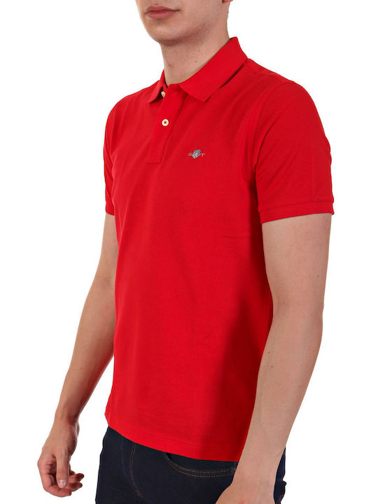 Gant Pique Men's Short Sleeve Blouse Polo RED