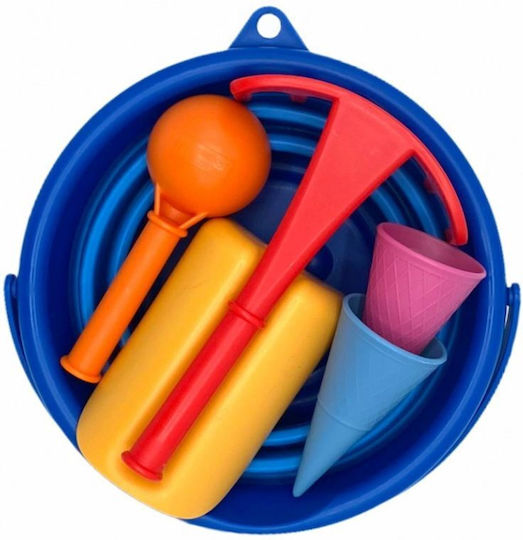 Folding Beach Bucket Toys 7 in 1 Compactoys-blue
