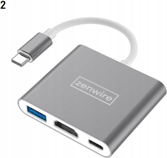 Zenwire Adapter 3-in-1 Hub USB-C 4K HDMI PD MacBook Dex Zenwire