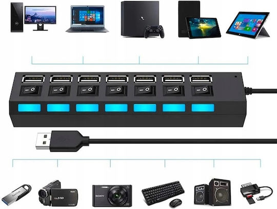 Hub 7 Θυρών USB 2.0 με σύνδεση USB-A