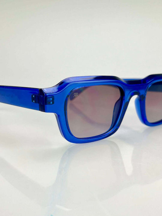 Red Raven Sunglasses with Blue Plastic Frame and Gray Gradient Lens 48064370508110