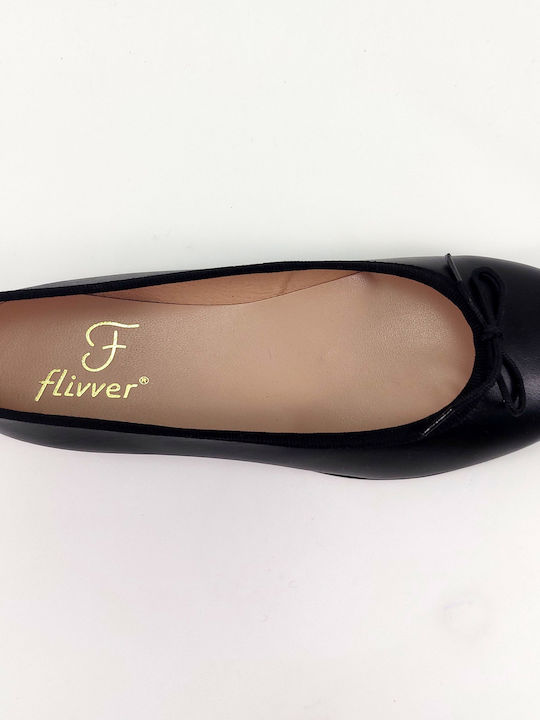 Flivver Lederne Damen Ballerinas in Schwarz Farbe