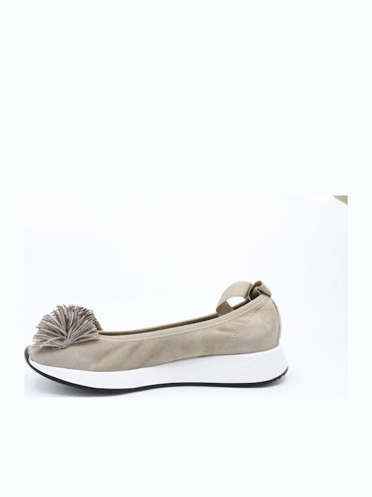 Anatomic Suede Ballerinas Beige
