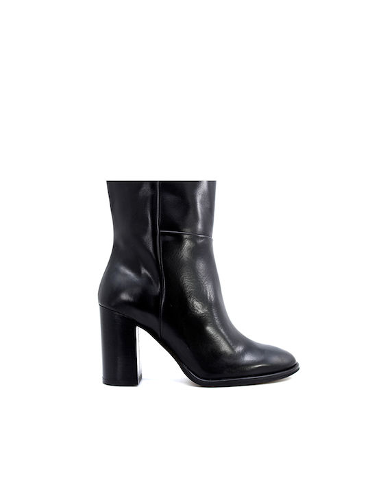 Paola Ferri Leather High Heel Women's Boots with Rubber Black