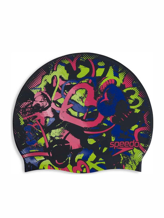 Speedo Printed Silicone Kids Swimming Cap Black