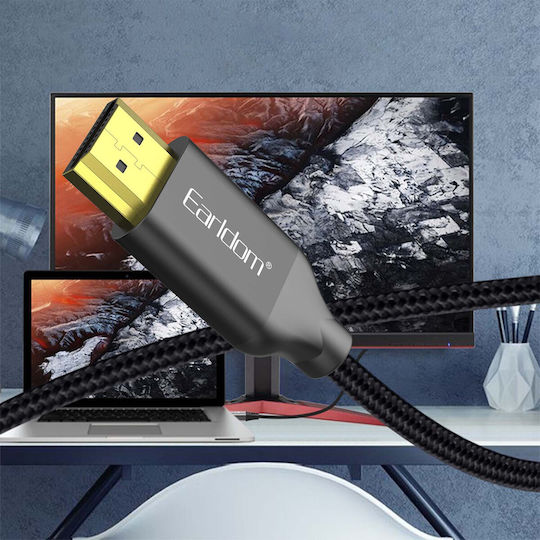 Earldom HDMI 1.4 High Speed 1080p 120Hz Braided Cable HDMI male - HDMI male 5m Μαύρο