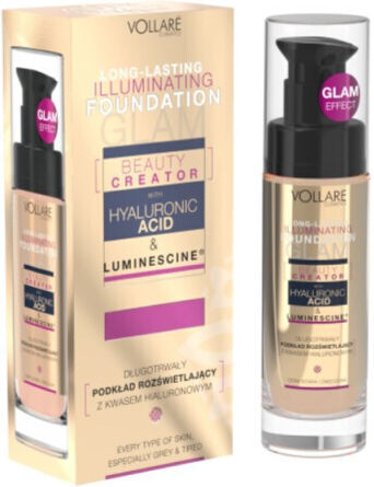 Fond de ten iluminator Vollare cu acid hialuronic, nuanta 504 Natural Tan