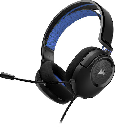 Corsair HS35 V2 Over Ear Gaming Headset με σύνδεση 3.5mm Μπλε for PC / PS4 / PS5 / XBOX