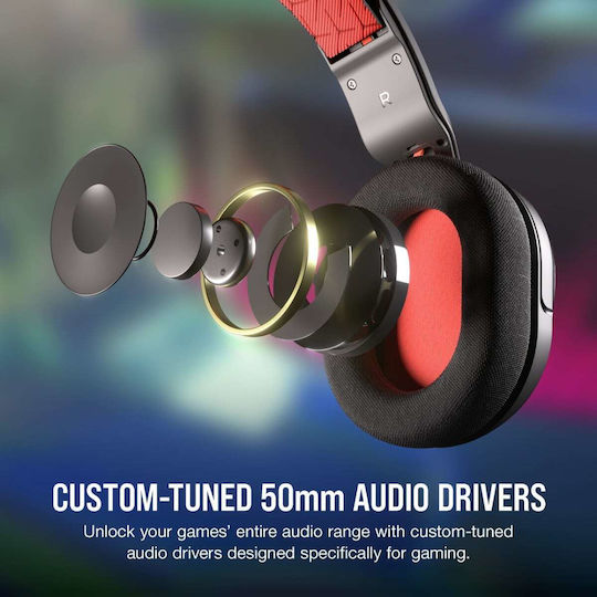Corsair HS35 V2 Over Ear Gaming Headset με σύνδεση 3.5mm Μπλε for PC / PS4 / PS5 / XBOX