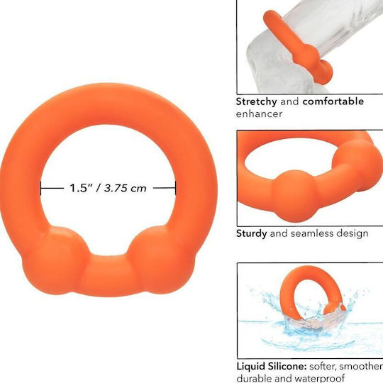 Calexotics Alpha Dual Ball Δαχτυλίδι Πέους Σιλικόνης Πορτοκαλί