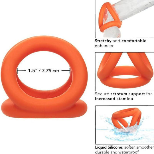 Calexotics Alpha Tri-ring Cock Ring Cock Silicon Portocaliu
