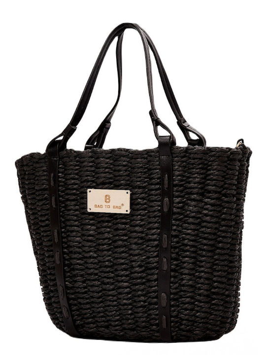 Bag to Bag Ψάθινη Women's Bag Shoulder Black