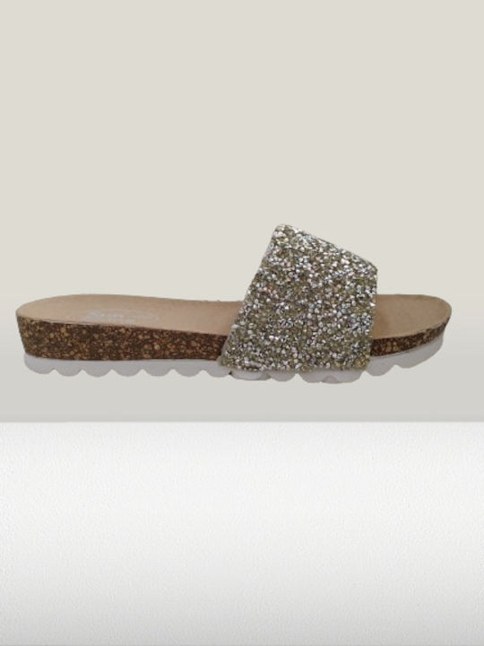 Flache Sandalen für Damen Anatomisch in Silber Farbe