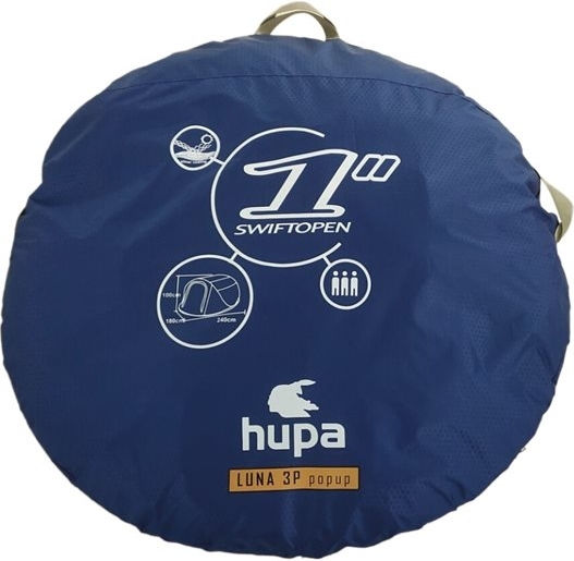 Hupa Luna 3P Camping Tent Pop Up Blue 4 Seasons for 3 People Waterproof 3000mm 240x180x100cm