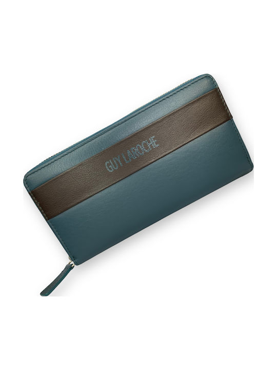 Large Leather Women's Wallet Classic with RFID Petrol Blue