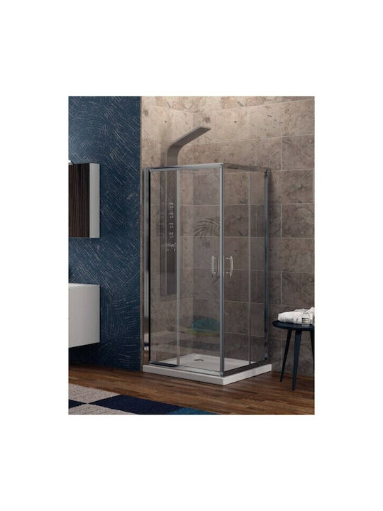 Karag Flora 100 Kabine für Dusche mit Schieben Tür 80x80x180cm Klarglas Cromo