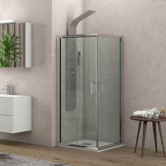 Karag Flora 100 Καμπίνα Ντουζιέρας με Συρόμενη Πόρτα 90x90x180cm Clear Glass