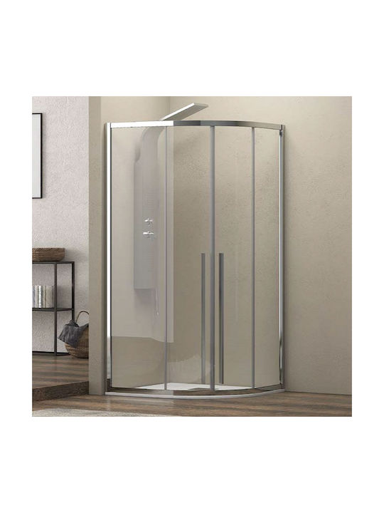 Karag Elysium 200 Καμπίνα Ντουζιέρας Ημικυκλική με Συρόμενη Πόρτα 90x90x200cm Clear Glass Chrome