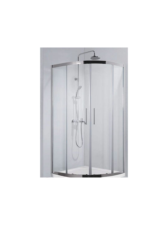 Karag Inox 200 INOX20090 Cabin for Shower Semi-circular with Sliding Door 90x90x190cm Clear Glass