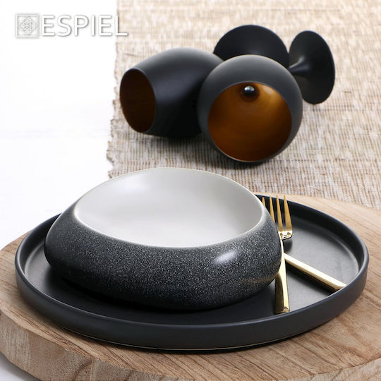Espiel Step Чиния Плитко Керамика Черно с Диаметър 30см