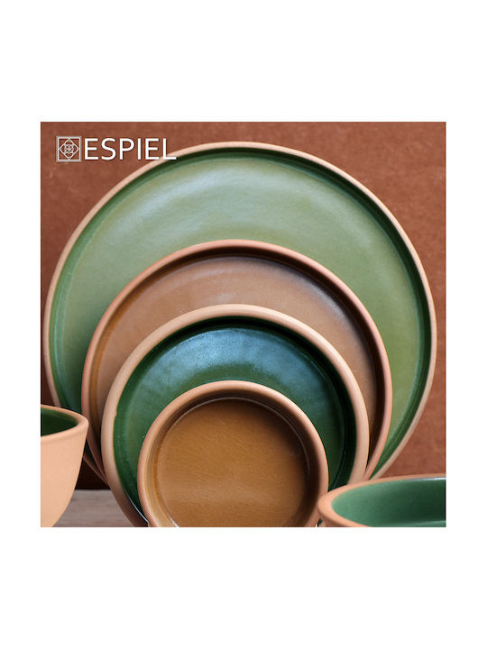 Espiel Servierschüssel Rund Keramik Grün mit Durchmesser 14.5cm