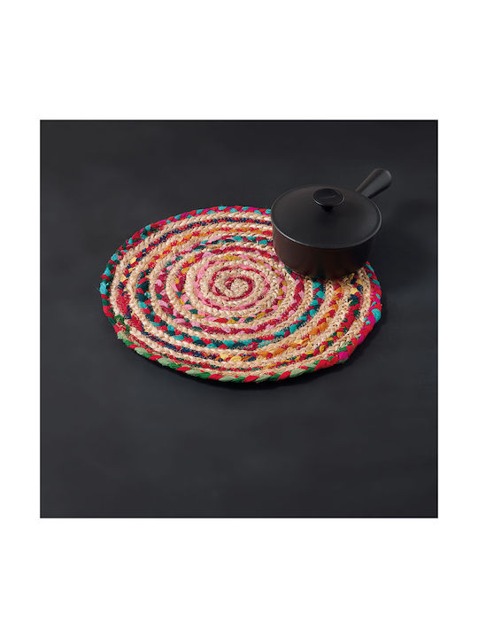 Kentia Round Fabric Placemat Yute 231 Red 38cm