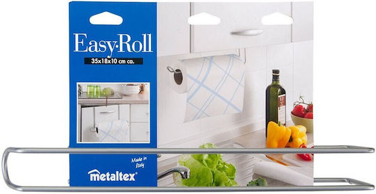 Metaltex Easy Roll Βάση για Χαρτί Κουζίνας Επιτοίχια Μεταλλική Ασημί 35x18x10cm 364935