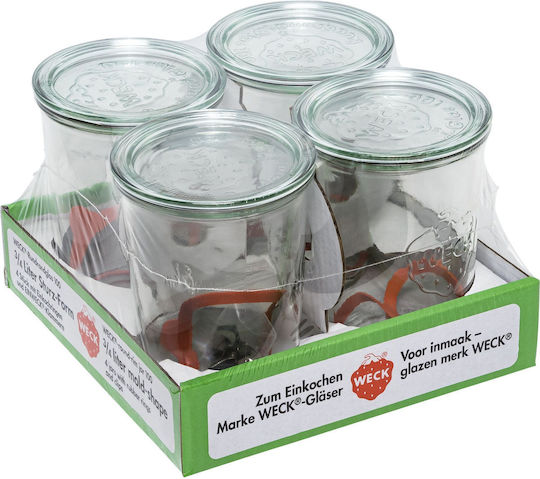 Weck 743 Set 4Stück Gläser Allgemeine Verwendung mit luftdichtem Deckel Glas Transparent 750ml Weck 743 Set 4Stück Gläser Allgemeine Verwendung mit luftdichtem Deckel Glas Transparent 750ml