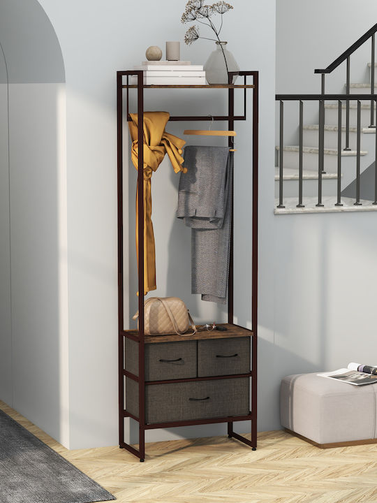 HomCom Κρεμάστρα Δαπέδου από Ξύλο Καφέ 58.5x30x178cm