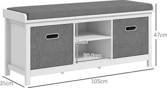 Entry Furniture with Shoe Rack White and Grey 105x35x47cm