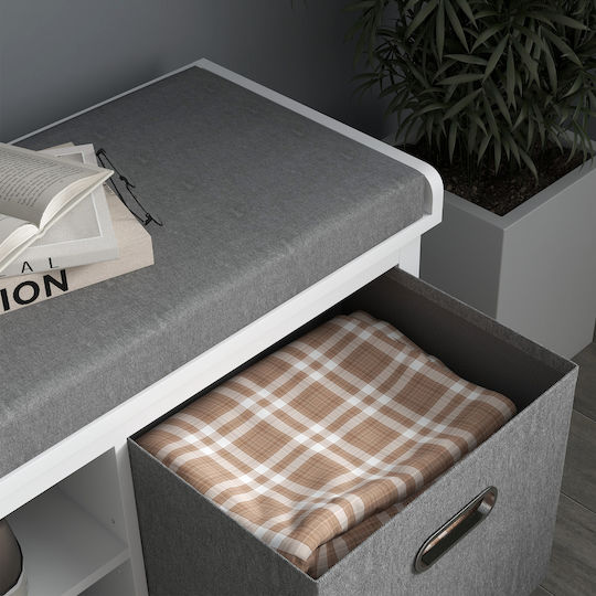 Entry Furniture with Shoe Rack White and Grey 105x35x47cm