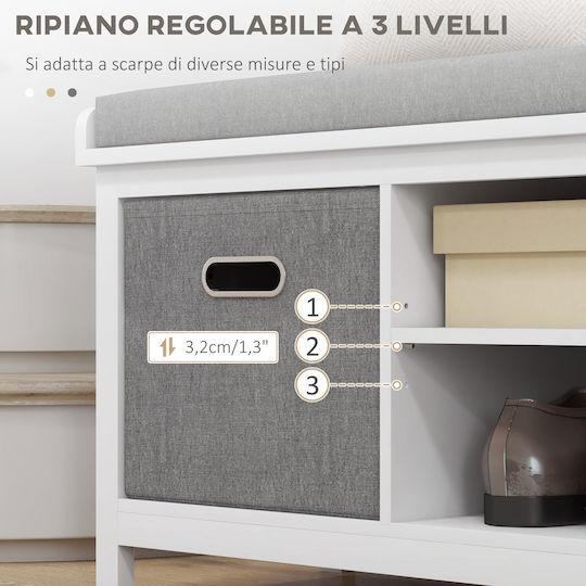 Entry Furniture with Shoe Rack White and Grey 105x35x47cm