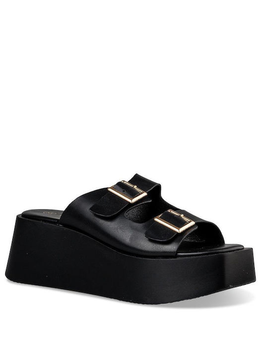 Envie Shoes Women's Leather Platform Shoes Black