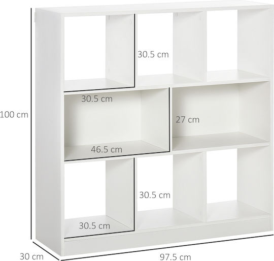 White Bookcase 97.5x30x100cm