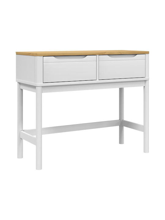 Solid Wood Console Table White L89.5xW36.5xH73cm