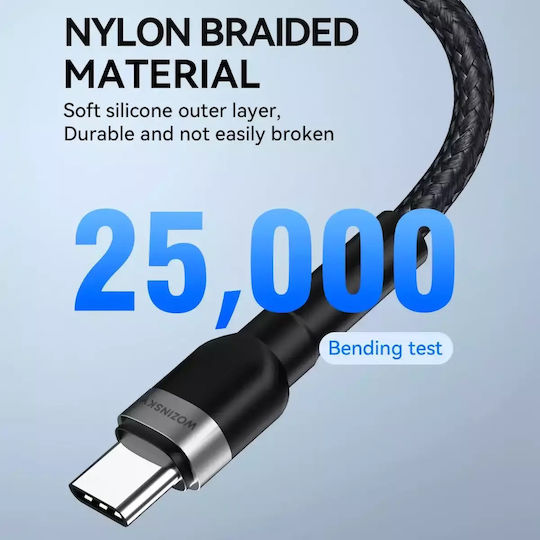 Wozinsky USB 2.0 Kabel USB-C männlich - USB-C 65W PD Schwarz 1m WNBCC1